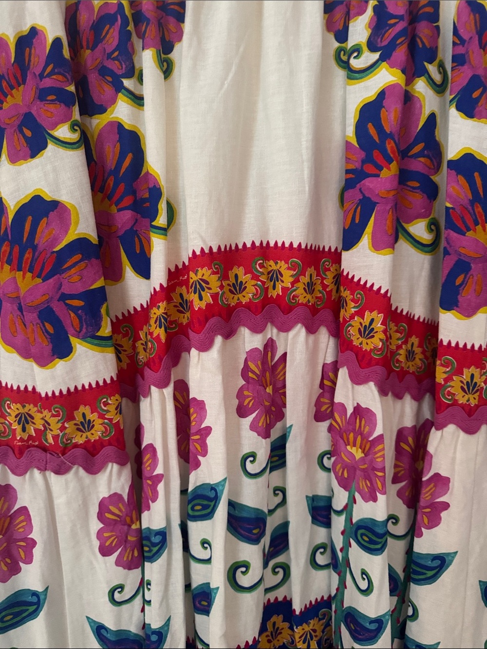FARM Rio White Maxi Dress with Pink, Red, Blue & Yellow Floral Print - Picture 5 of 5